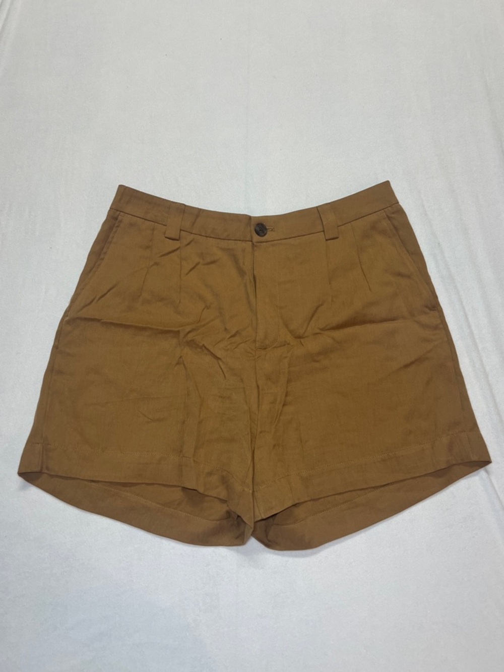 A New Day Linen Shorts Women Size 14 Pleated High Rise Summer Casual Lightweight